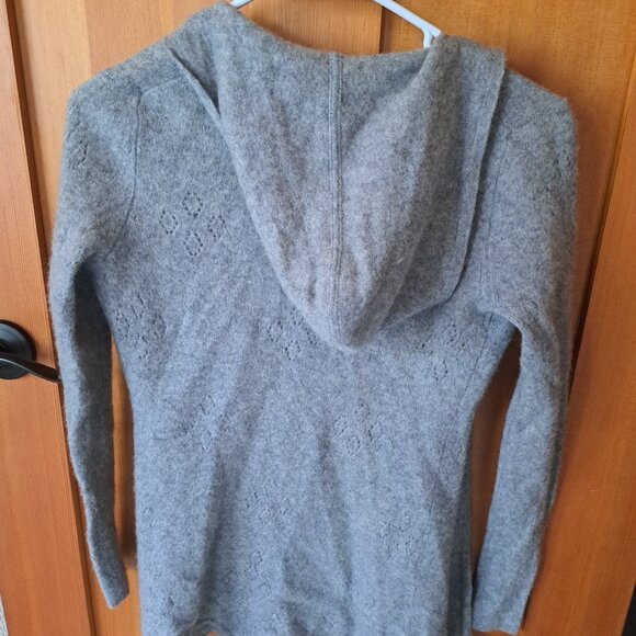 100% Cashmere Sweater Grey with Hood Size M - Picture 2 of 7